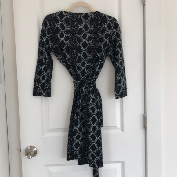 DVF New Julian Two Mini Snakeskin Print Wrap Dress - Picture 4 of 8
